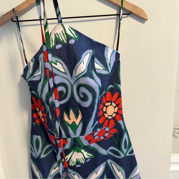 De Loreta Blue Halter Floral Red Maxi Dress XS - Picture 8 of 9